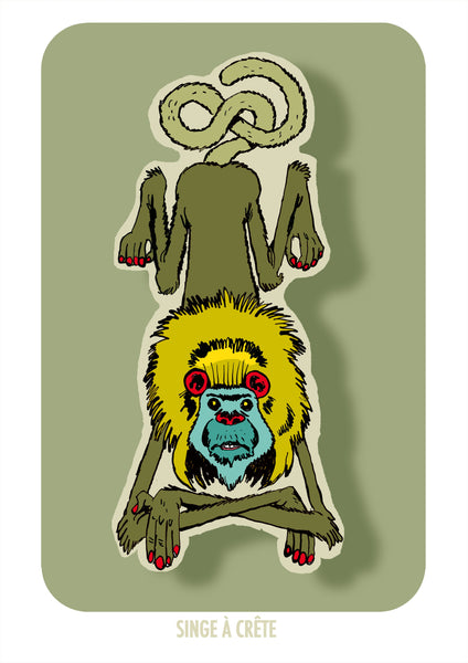 " LE SINGE À CRÊTE " CARPETTE CRÉTINE