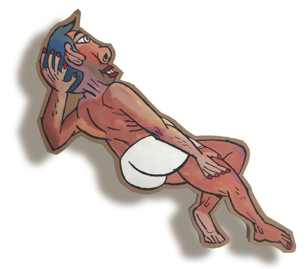 BAIGNEUR SUR UN COUDE DE DOS